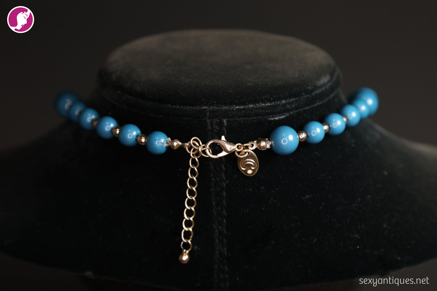Vintage Teal Lucite Statement Necklace with Drop Cluster Detail