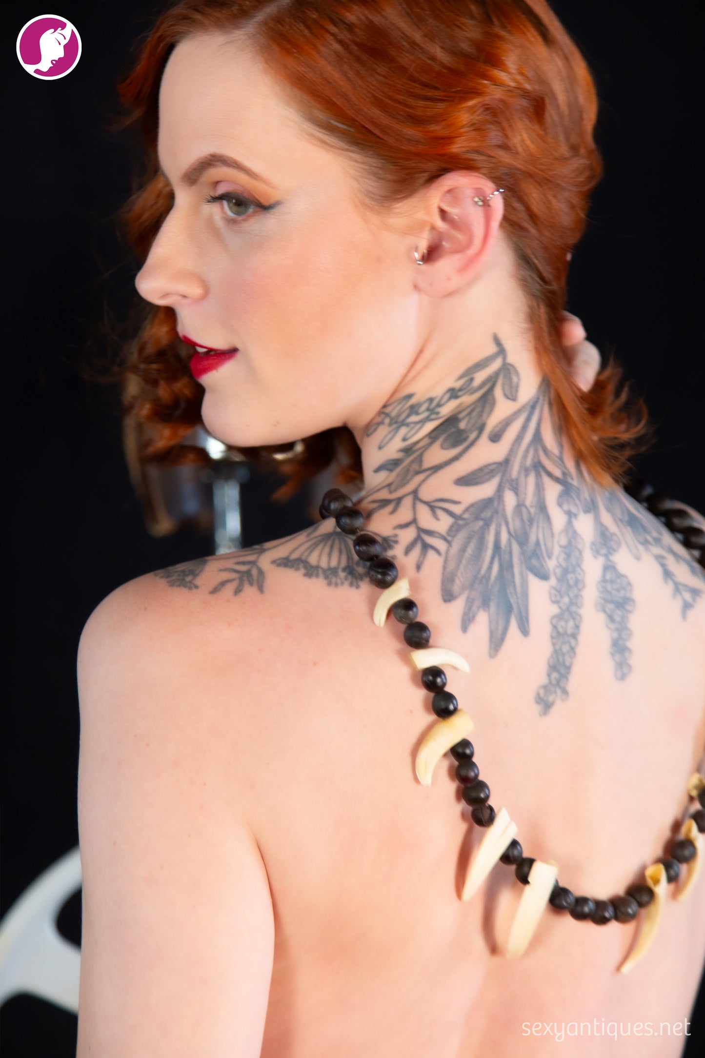 Vintage Boar Tusk and Natural Seed Pod Necklace