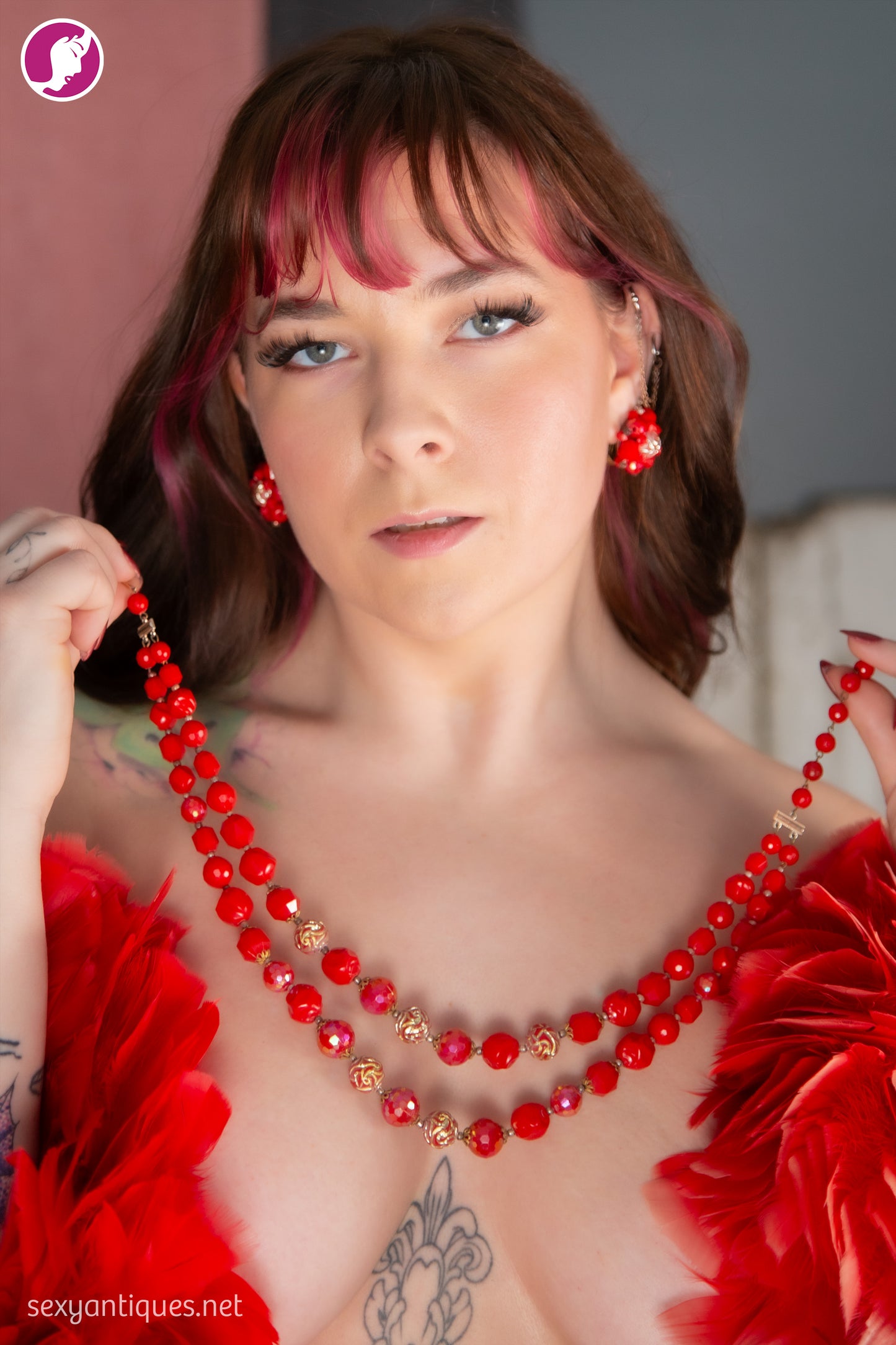 Vintage West Germany Red Plastic Convertible Bead Necklace