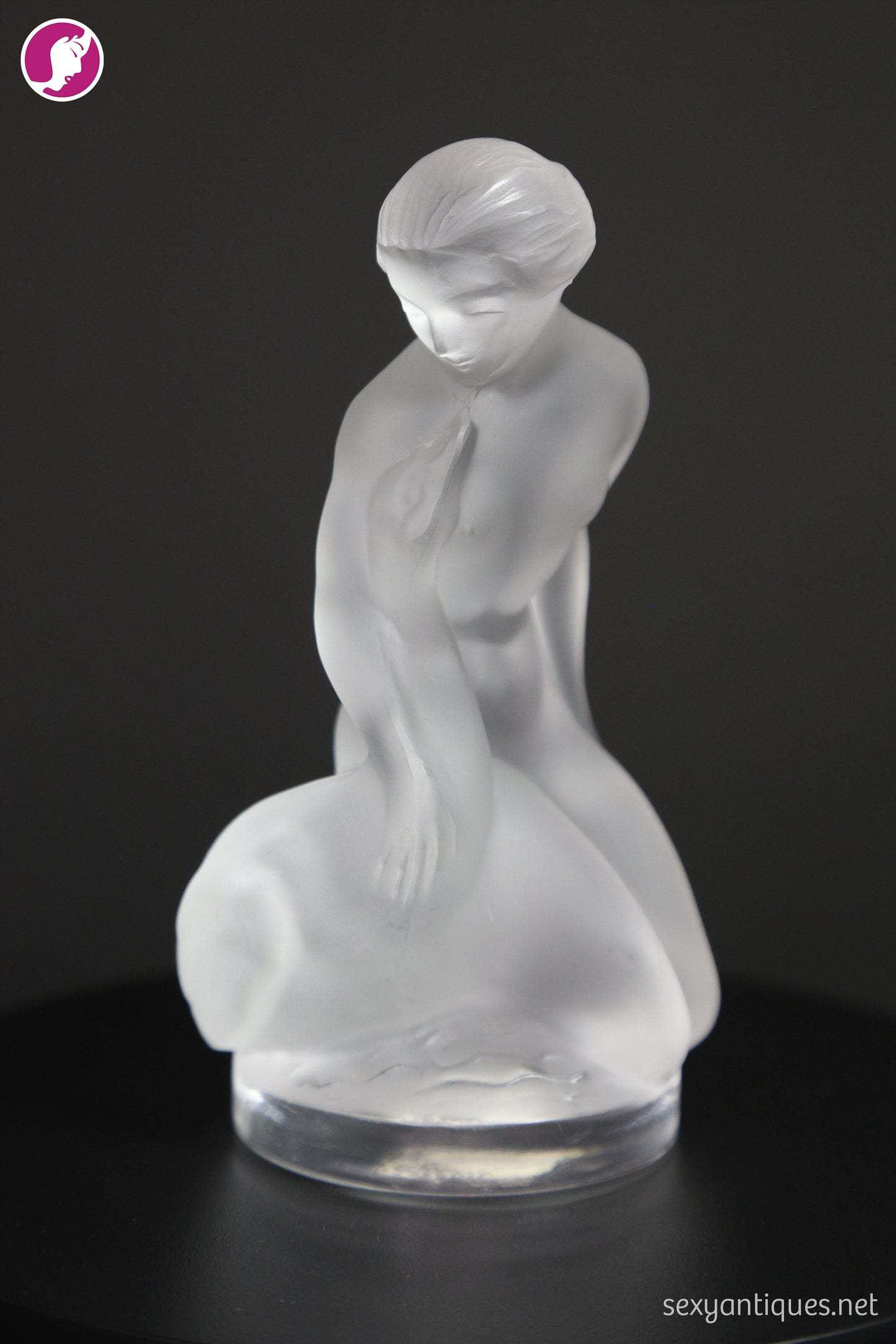 Lalique France Nude with Goose Crystal Figurine