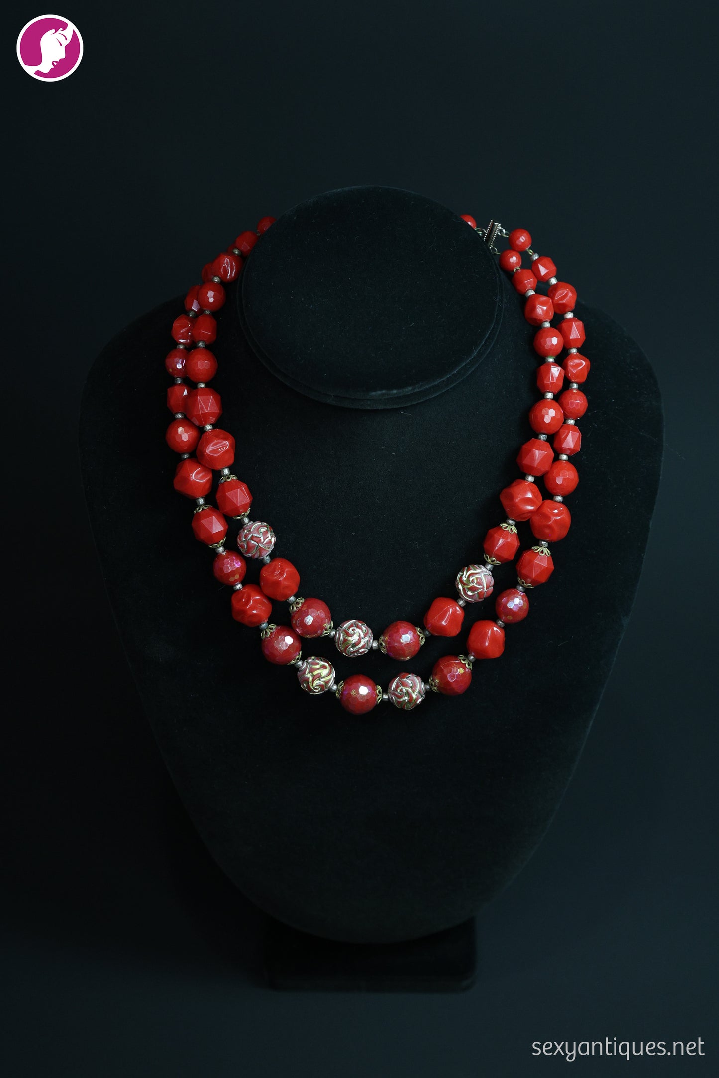 Vintage West Germany Red Plastic Convertible Bead Necklace