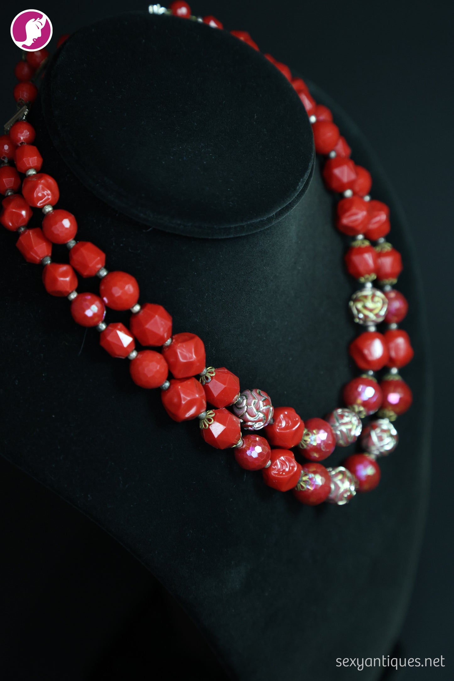 Vintage West Germany Red Plastic Convertible Bead Necklace